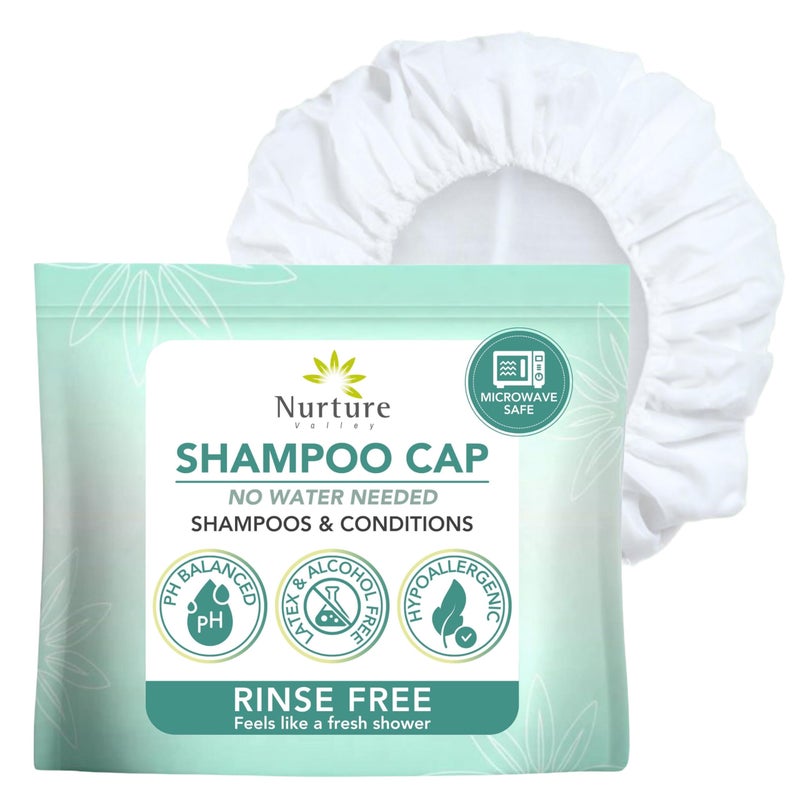 Nurture Valley No Water Rinse Free Shampoo Cap by Nurture | Microwavable Hair Washing & Conditioning Shower Caps | Waterless Bathing | Disposable & Hypoallergenic for Adults  Bedridden & Elderly - Image 1